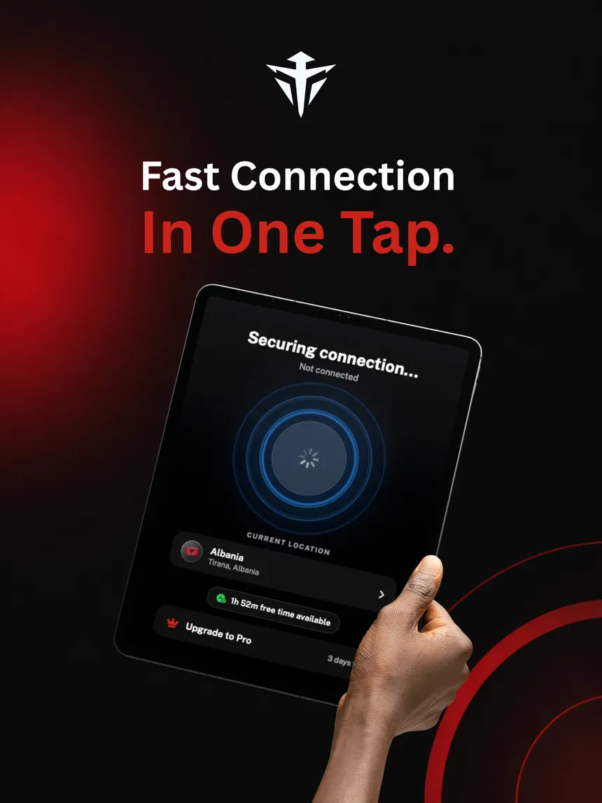 Phantom VPN on iPad: connecting. Nodes ranked by latency, fastest first.